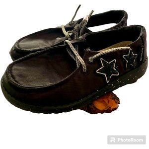 Hey Dude Girls Wendy Black With Star Details Shoes Size 11